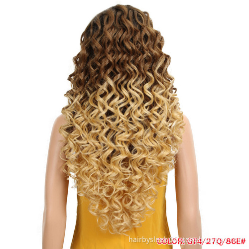 Kinky Curly 13x4 Ombre Blonde Free Parting Long Curly HD Transparent Heat Resistant Lace Front Synthetic Hair Wigs for woman